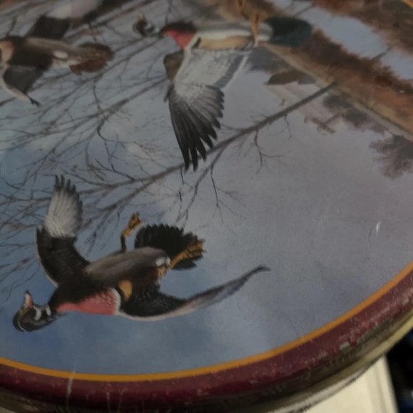 Vtg Dave Maass Duck 9.75" Round Tin Lake City Minnesota Wild Wings Artwork Rare - Picture 11 of 16